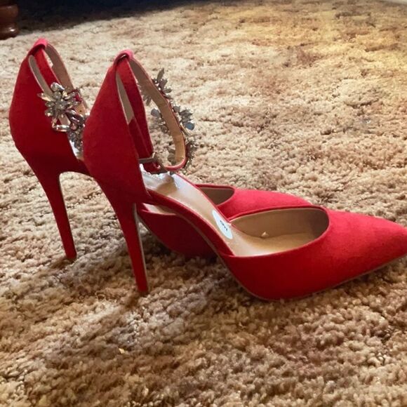 🔥 Take 50% OFF- Charles David Penni Red Textile Ankle Wrap Heels Shoe, Size-9M - Picture 2 of 9